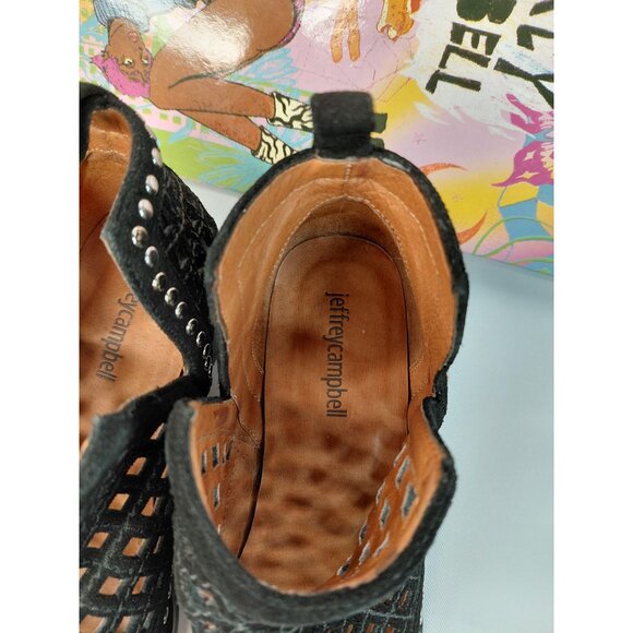 Jeffrey Campbell Womens Black Suede Cutout Western Ankle Boots Size 7M - Picture 4 of 12